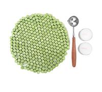 230 pièces Octagon d'étanchéité Cire Perles Bâtons avec 2 pièces à thé Bougies et 1 pièce Cire la Fonte Cuillère pour tampon Cire d'étanchéité (Olive)