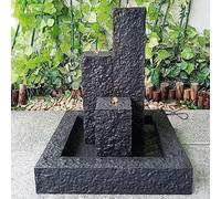 230 V - Fontaine de Jardin et Murale Art-Deco avec éclairage LED (230V-TRIO-BASALT-2 foncé)