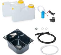 230V Mini-cuisine stand de vente kit lavabo 325x265x150mm foncé Gartenhütt