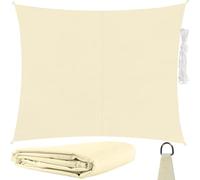 23163 Voile d'ombrage rectangulaire 3 x 2 m pour protection solaire fiable, imperméable, avec fixation, jardin, plage, camping - Couleur : beige