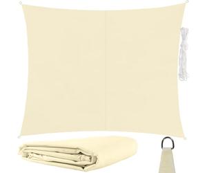 23163 Voile d'ombrage rectangulaire 3 x 2 m pour protection solaire fiable, imperméable, avec fixation, jardin, plage, camping - Couleur : beige