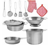 23444 Batterie de cuisine pour enfants à partir de 3 ans avec sac à dos Aspect réel Accessoire de cuisine en métal