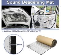 236 Mil 6 Mm 1,52 Pieds Carrés Tapis D'Insonorisation Pour Voiture Verre Fibre Thermique Matériau Protection Auto-Adhésif Capot Bateau Couverture Moteur 393,70"X19,69" Ton Argent