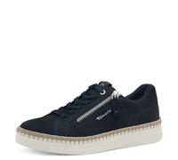 Tamaris Baskets basses pour femme, semelle intérieure amovible, doublure confortable, bleu marine nubuc, 38 EU