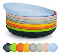 23cm Assiette en 8 Couleurs Réutilisable et Robuste Service de Vaisselle, Bols Yellow,orange,blue,green,