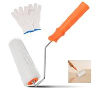 23CM Rouleau à Pointes, Rouleau Débulleur, Rouleau D'aération pour Sol, Rouleau anti Mousse, Dents de 13MM, avec 1 Paire de Gants, Pour Dégazer les Revêtements de Sol et Lisser les Surfaces