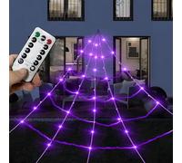 23GUANYI Décorations d'halloween Toile d'araignée géante à LED Lumineuse, alimentée par Piles, étanche, pour décorations d'halloween à l'intérieur et à l'extérieur (Grey)