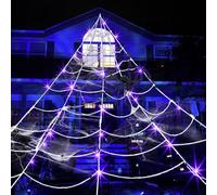 23GUANYI Décorations d'halloween Toile d'araignée géante à LED Lumineuse, alimentée par Piles, étanche, pour décorations d'halloween à l'intérieur et à l'extérieur (Multi)