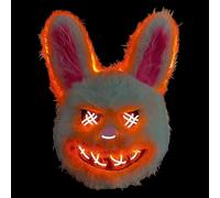 23GUANYI Masque Lapin Halloween, Sanglant Peluche Masque Halloween Effrayant pour Adulte et Enfant pour Halloween Horreur Déguisement Cosplay Accessoires (Blanc)