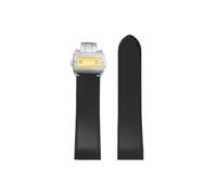23mm 25mm Compatible avec Cartier Santos 100 Bracelet de montre en caoutchouc de Silicone boucle en métal hommes(Black-gold Folding,Width 23mm)