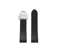 23mm 25mm Compatible avec Cartier Santos 100 Bracelet de montre en caoutchouc de Silicone boucle en métal hommes(Black-silver folding,Width 25mm)