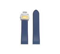 23mm 25mm Compatible avec Cartier Santos 100 Bracelet de montre en caoutchouc de Silicone boucle en métal hommes(Blue-gold Folding,Width 25mm)