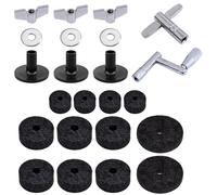 23pcs accessoires de remplacement de cymbale, cymbale stand tube, tambour cymbale Eva pad, y compris papillon écrou, rondelle, cymbale housse et tambour Key EVA matériel (noir)