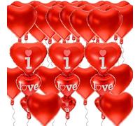 23pcs Ballon Coeur Rouge, Forme de Coeur Ballons, Ballon Coeur Helium 'Valentina' - Ensemble de Décoration de Fête Rouge pour La Saint-Valentin - Bouteille Helium