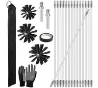 23Pcs Kit Brosse Nettoyage Cheminée avec 3 TêTes Brosses, 15 Tiges Canne Hérisson Ramonage Flexibles 410mm, Brosses Nettoyage Gaine Vmc Souple Balai Cheminées Tuyau Nylon pour Cheminée, Tuyaux, Poêle