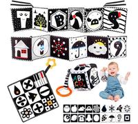 23PCS Livre Tissu Noir et Blanc Bébé Eveil Sensoriel 0-3 0-6 Mois Tummy Time avec Image Carte Noir et Blanc Contraste Montessori Bébé Hochet Jeu Bebe Eveil Sensoriel Mois Cadeau Naissance Fille Garcon