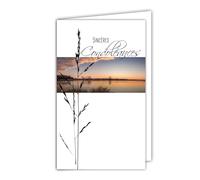 24-1005-B Carte Sincères Condoléances avec Enveloppe Blanche 10x16,5cm - Lac Étang Coucher du soleil Arbre Automne Hiver Moderne Contemporain Design Épuré Bleuté Gris Argenté Brillant Deuil Décès