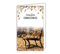 24-1015-A Carte Sincères Condoléances Format 16x9,5cm avec Enveloppe Blanche Décès Deuil Paysage Paisible Soleil Couchant banc Paix Eau Herbe Graminée Fabriqué en France