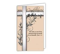 24-1022-B Carte Sincères Condoléances Format 16x9,5cm avec Enveloppe Blanche Décès Deuil croix religieux Herbe Graminée Fabriqué en France