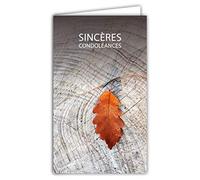 24-1037 Carte Sincères Condoléances Format 16x9,5cm avec Enveloppe Blanche Feuille De Chêne Morte Automne Bois Tronc Arbre - Fabriquée en France