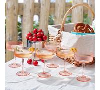 24/12/6/3/1 pièce Verres à martini en acrylique, flûtes à champagne en plastique incassable de 10 oz, verres à vin sans pied nervurés, set de verres à cocktail, coupes Manhattan, convient pour les mar