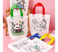 24/12/6 pièces Sacs de courses réutilisables en tissu non tissé à graffiti DIY - Sacs cadeaux pour fête d'art animalier de carnaval, marqueurs de couleur, emballage et rangement de cadeaux de Noël et 