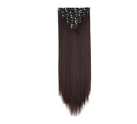 24 "16 Clips 7 pièces/ensemble pince longue droite synthétique dans les Extensions de cheveux, postiche Invisible lisse résistante à la chaleur for les femmes Hair Extensions(Light brown)