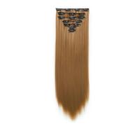 24 "16 Clips 7 pièces/ensemble pince longue droite synthétique dans les Extensions de cheveux, postiche Invisible lisse résistante à la chaleur for les femmes Hair Extensions(30)