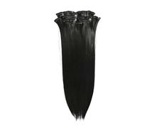 24 "16 Clips 7 Pièces/ensemble Pince Longue Droite Synthétique Dans Les Extensions De Cheveux, Postiche Invisible Lisse Résistante À La Chaleur Wear and Go(1B)
