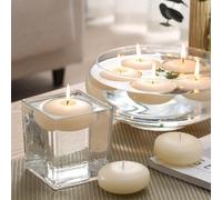 24/20/8 pièces Set de bougies flottantes à l'eau, cire de paraffine blanche, convient pour mariage, anniversaire, fête et décoration de la maison, décoration de la maison, décoration de la chambre, dé