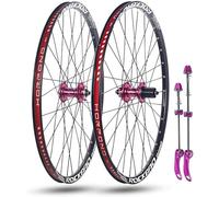 24'' 26'' 27,5'' 29'' 32H Moyeux Roues Avant Et Arrière Roues De Vélo for VTT, Jantes Double Couche À Dégagement Rapide Frein À Disque for 7-11 Vitesses(Pink,29inch)