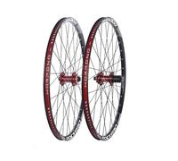 24/26/27.5/29'' Paire De Roues pour Vélo De Montagne Axe Traversant Jantes en Alliage D'aluminium À Double Couche Frein À Disque Moyeu 32H pour 7/8/9/10/11 Vitesses(Red,26'')