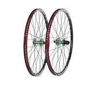 24/26/27.5/29'' Paire De Roues pour Vélo De Montagne Axe Traversant Jantes en Alliage D'aluminium À Double Couche Frein À Disque Moyeu 32H pour 7/8/9/10/11 Vitesses(Green,29'')