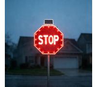 24" / 30" Panneau Stop Routier Aluminium Réfléchissant Solaire, Panneau Stop Lumineux LED Clignotant, Panneau De Circulation Haute Visibilité Pour Sécurité Routière