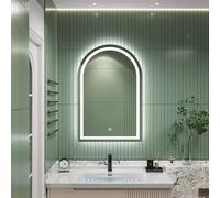 24 * 32 pouces Miroir mural de salle de bain avec éclairage à feuilles frontaux et rétroécarturique Miroir à LED dimmable pour vanité Entrée arquée Décère Décour d'explosion anti-FOG (40 * 60cm)