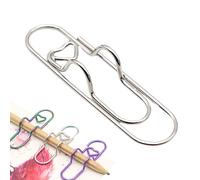 24/36pcs Heart Shaped Metal Pen Clip, Cute Paper Clip Pen Holder for Notebook, Durable Stainless Steel Organizer for Pens, Journals, Planners, Students & Office (Silver,36pcs)