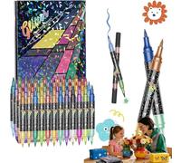 24/48/72/96 Colors Glitter Effect Brush Markers,Dual Tip Glitter Pens,Metallic Acrylic Paint Markers,Glitter Effect Brush Markers, Acrylic Paint for Coloring Books,Card Making DIY Crafts (96 Color)