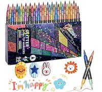 24/48/72/96 Colors Glitter Effect Brush Markers, Dual-Tip Glitter Pens Set, Metallic Pen for Scrapbooking, Colouring Pens for Adult Coloring Books, DIY Crafts, Cards & Art Supplies (96 Colors)