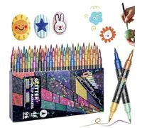 24/48/72/96 Colors Glitter Effect Brush Markers, Dual Tip Metallic Shimmer Pens Set, Professional Glitter Paint Pens Set, For Coloring, Journals, Planners, Scrapbooking & Card Making (96Colors)