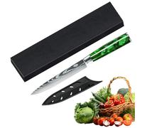 24.5cm couteau multifonction, Couteau Office en Acier Inoxydable, Couteau à Fruits, Couteaux à Steak, Découpe Précise pour Fruits & Légumes, Manche Ergonomique, Avec étui et Coffret Cadeau (Vert)