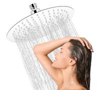 24,5cm Tete de Douche Pluie Rond Tête de Douche Pommeau de Douche en Acier Inoxydable Rotatif 360° Economie d'Eau Pomme de Douche Anti Calcaire, Filetage G1/2'', Argent