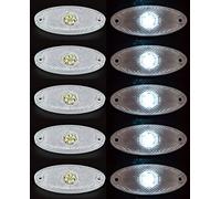 24/7 AUTO Lot de 10 feux de gabarit 6 LED SMD ovales blancs 12 V pour camion, caravane, remorque, bus, van