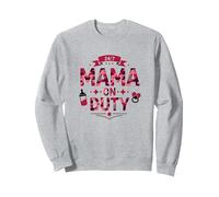 24/7 Mama on Duty: Pink Camo Mom Life, Mama Sweatshirt, Unisexe pour Adultes, Gris Chiné, M