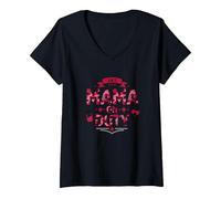 24/7 Mama on Duty: Pink Camo Mom Life, Mama T-Shirt avec Col en V, Femme, Noir, M