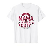 24/7 Mama on Duty: Pink Camo Mom Life, Mama T-Shirt, Homme, Blanc, M