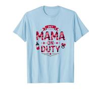 24/7 Mama on Duty: Pink Camo Mom Life, Mama T-Shirt, Homme, Bleu Céleste, M