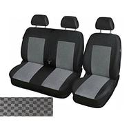 24/7Auto Housses de siège universelles pour camionnette Van emblème de 1 + 2 Noir Gris Housses de siège Ensembles de 1 conducteur+2 sièges
