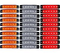 24/7Auto Lot de 30 feux arrière, d’encombrement et latéraux pour camions, remorques et caravanes Rouge, blanc, orange 24 V