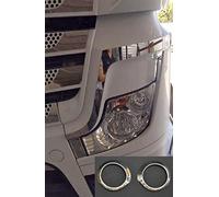 24/7Auto Lot de 4 cadres de phares avant + anneaux lumineux Actros MP4 en acier inoxydable poli miroir