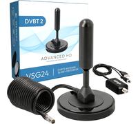 24 91031-Antenne Dvb-T2(Hd),Avk25,36 Dbi Power Plus,Hd Free Tv,Chaînes Tv,Sat,Récepteur De Programmes Tv,Plug & Play,Câble De 5M-Noir